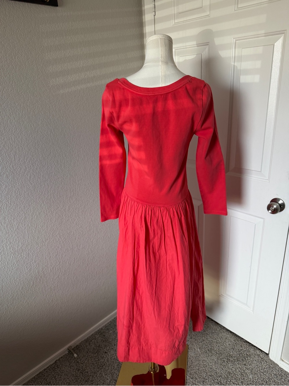 Free People Red Scoop-Neck Long-Sleeve Midi Dress - Picture 5 of 6